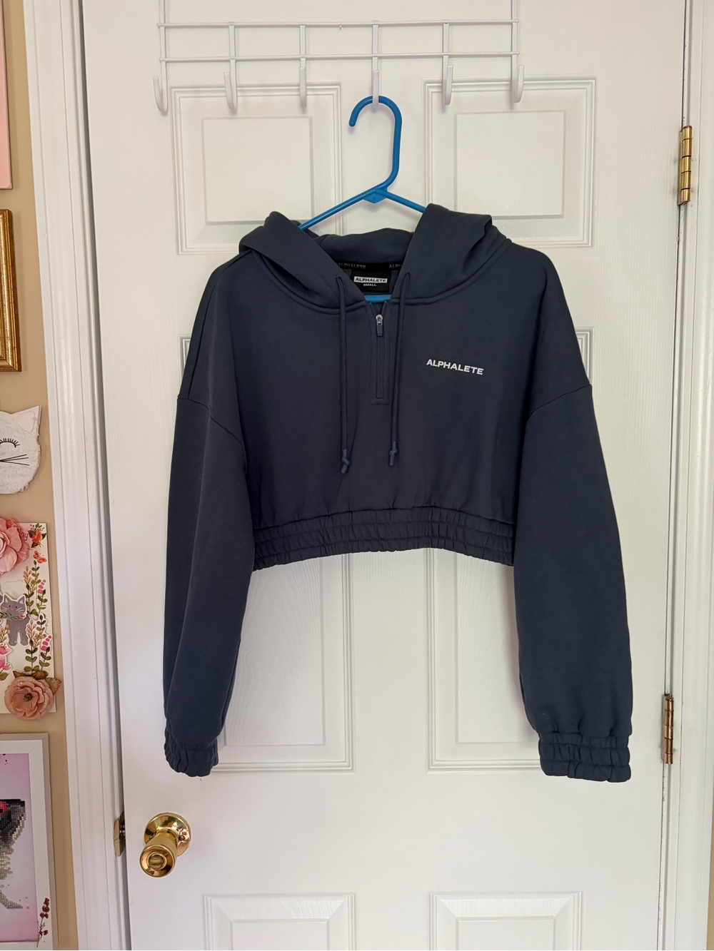 Alphalete blue Cropped Half-Zip Hoodie